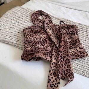 leopard print scarf top - image 1